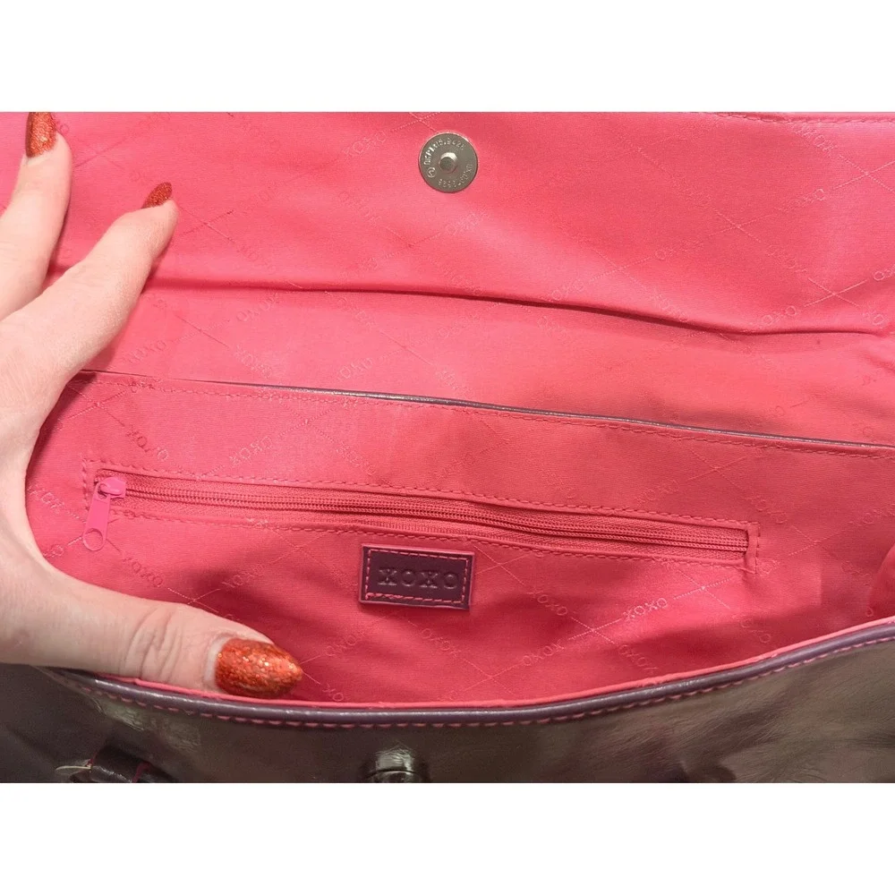 XOXO Handbag Purple Pink Patent Leather Tote Bag Purse Silver NEW Y2K Vintage
